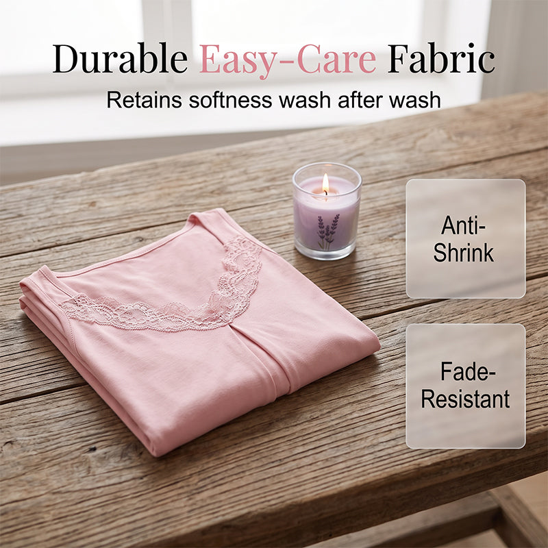 ✨👗Camisola de dormir feminina com decote em V em renda, de corte largo, em modal