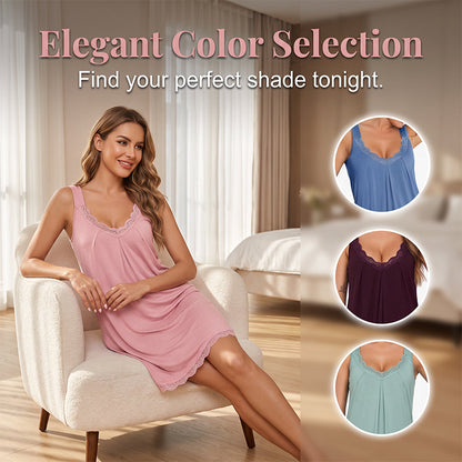 ✨👗Camisola de dormir feminina com decote em V em renda, de corte largo, em modal