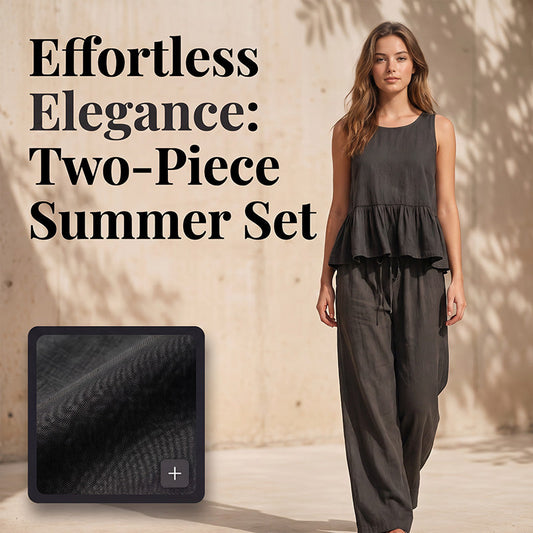 ✨👗Conjunto feminino casual composto por um top sem mangas com folhos e calças compridas de perna larga