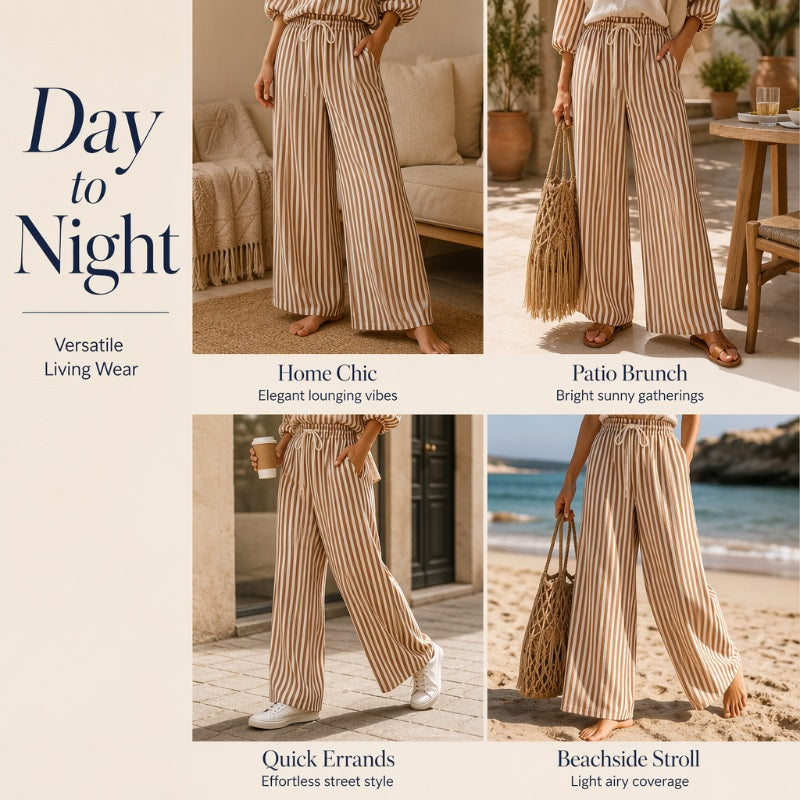 ✨Conjunto casual de duas peças às riscas para mulher