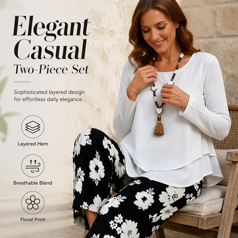 ✨👗Conjunto de duas peças para mulher: top e calças casuais
