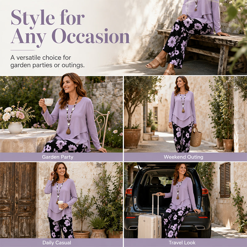 ✨👗Conjunto de duas peças para mulher: top e calças casuais