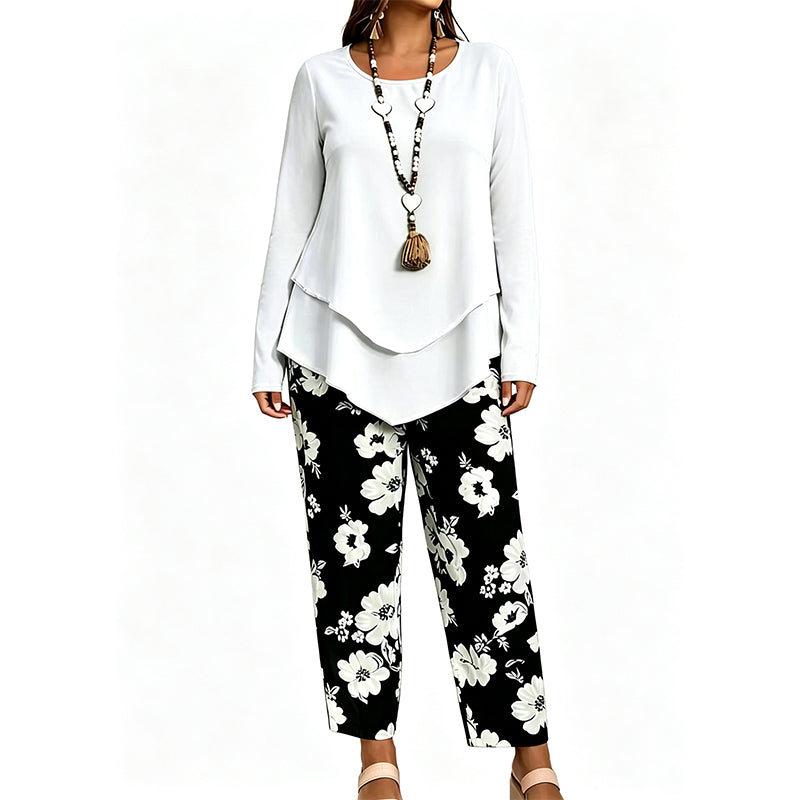 ✨👗Conjunto de duas peças para mulher: top e calças casuais