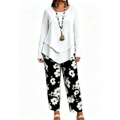✨👗Conjunto de duas peças para mulher: top e calças casuais