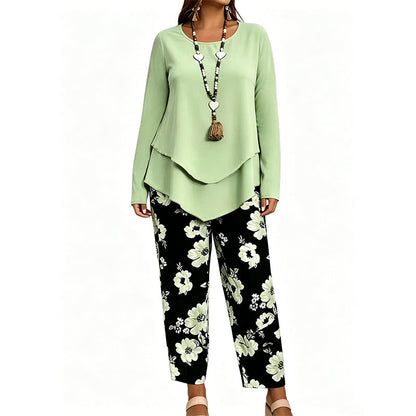 ✨👗Conjunto de duas peças para mulher: top e calças casuais