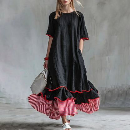 ✨👗Vestido maxi de verão com folhos em camadas para mulher