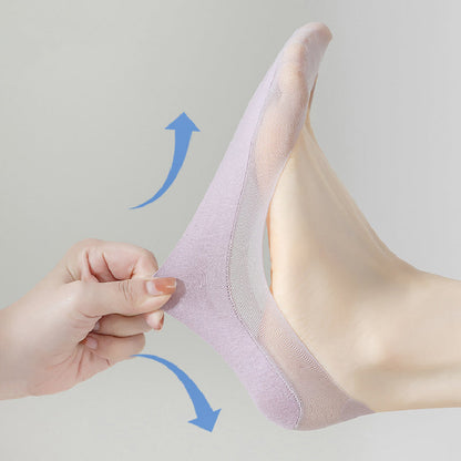 Meias de senhora tipo sapatilha, de corte baixo, em tela transparente e ultra-invisíveis