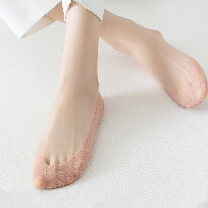 Meias de senhora tipo sapatilha, de corte baixo, em tela transparente e ultra-invisíveis