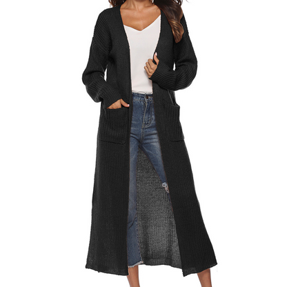 Casaco de malha largo de manga comprida para o outono