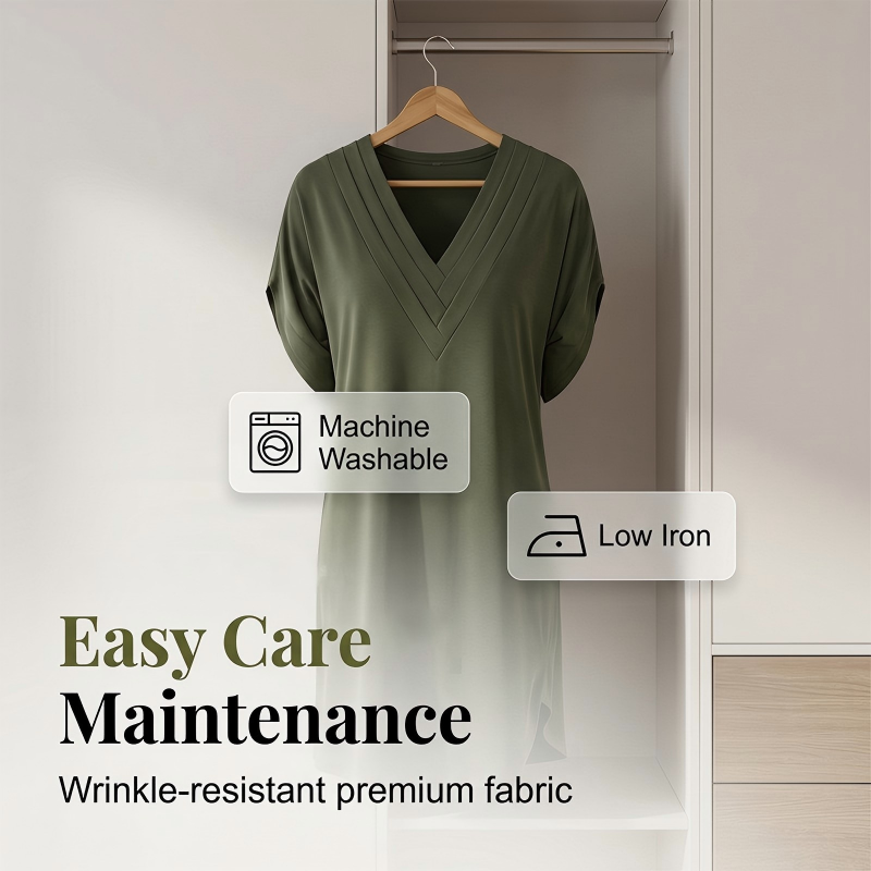 ✨👗Vestido de verão feminino com decote em V e mangas em forma de asa de morcego