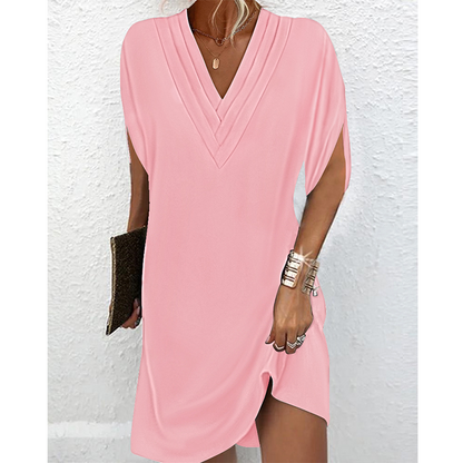 ✨👗Vestido de verão feminino com decote em V e mangas em forma de asa de morcego