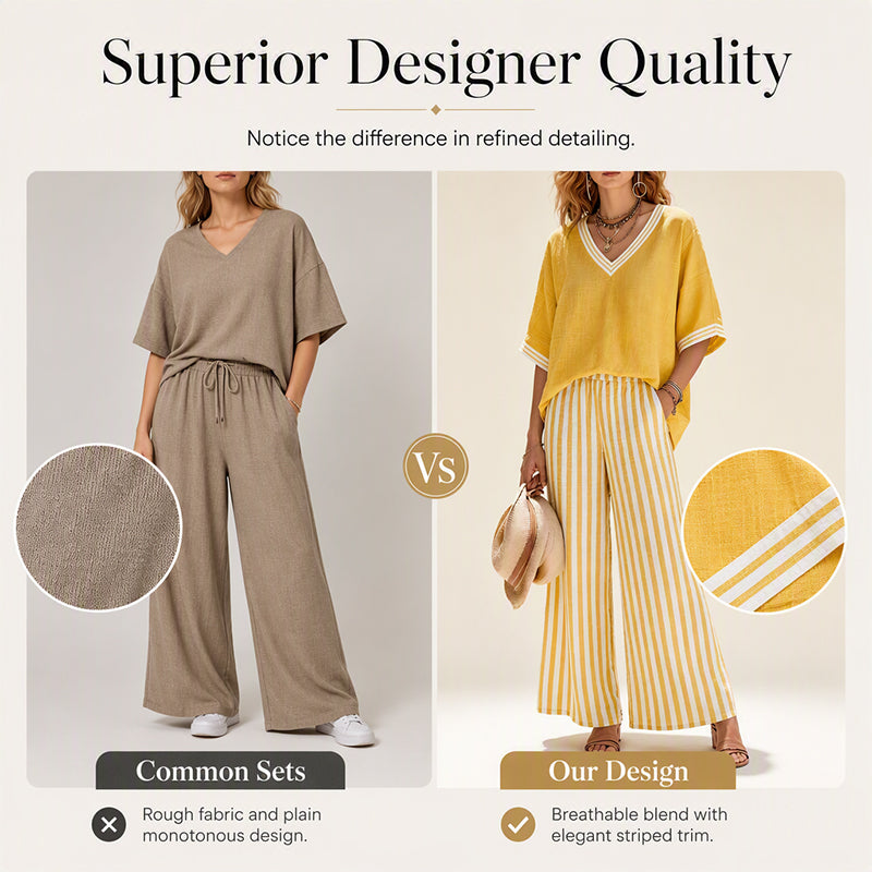 ✨💃Conjunto casual de duas peças às riscas para mulher