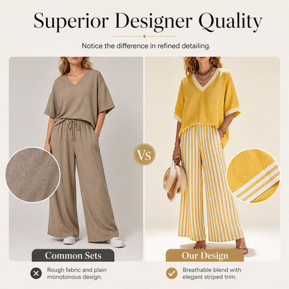 ✨💃Conjunto casual de duas peças às riscas para mulher