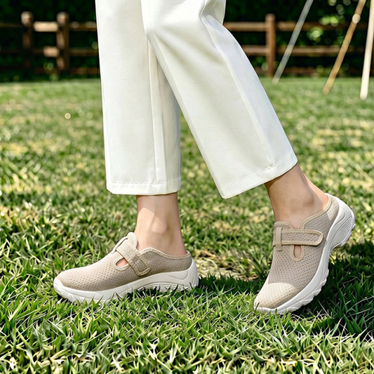 👟 DESCONTO DE 50% POR TEMPO LIMITADO! Sapatos de caminhada confortáveis para mulher com tiras ajustáveis, tamancos de plataforma sem atacadores em malha respirável