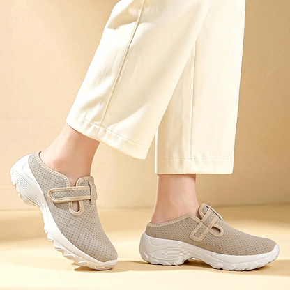 👟 DESCONTO DE 50% POR TEMPO LIMITADO! Sapatos de caminhada confortáveis para mulher com tiras ajustáveis, tamancos de plataforma sem atacadores em malha respirável