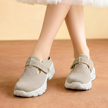 👟 DESCONTO DE 50% POR TEMPO LIMITADO! Sapatos de caminhada confortáveis para mulher com tiras ajustáveis, tamancos de plataforma sem atacadores em malha respirável