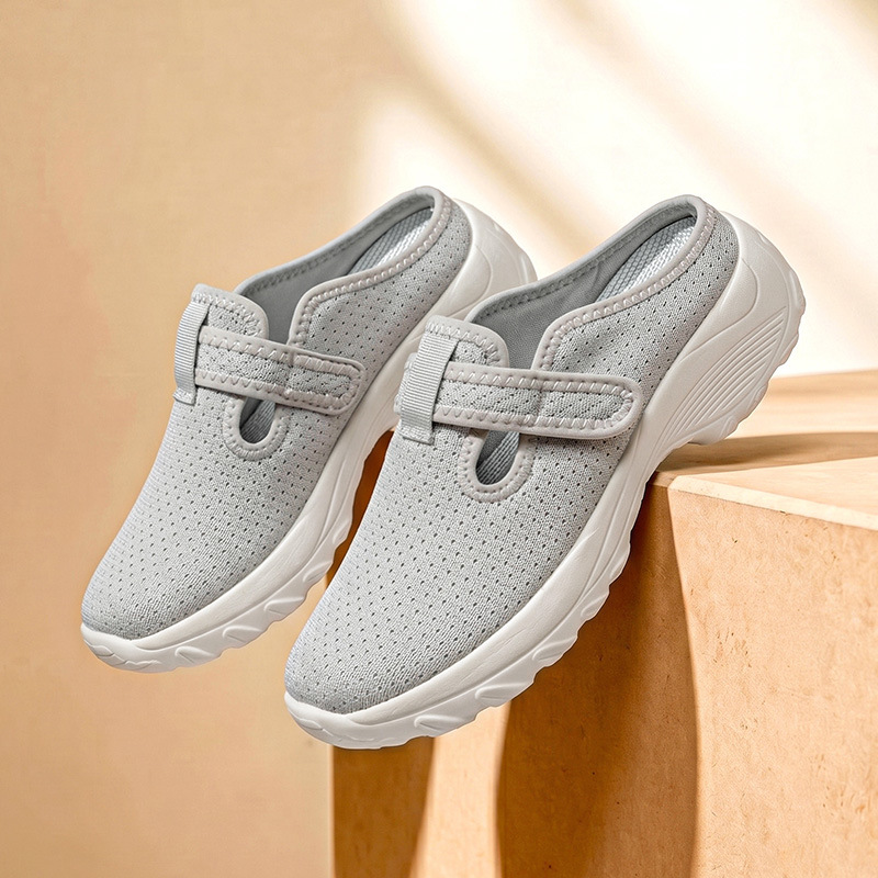 👟 DESCONTO DE 50% POR TEMPO LIMITADO! Sapatos de caminhada confortáveis para mulher com tiras ajustáveis, tamancos de plataforma sem atacadores em malha respirável