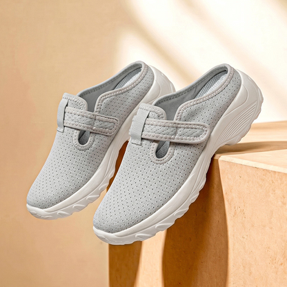 👟 DESCONTO DE 50% POR TEMPO LIMITADO! Sapatos de caminhada confortáveis para mulher com tiras ajustáveis, tamancos de plataforma sem atacadores em malha respirável
