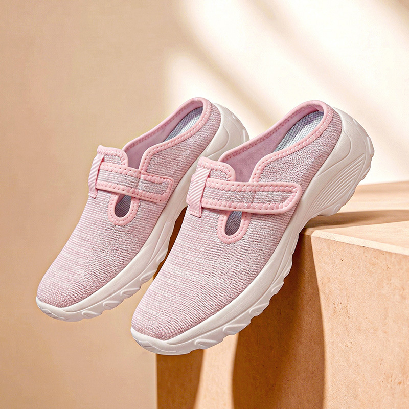 👟 DESCONTO DE 50% POR TEMPO LIMITADO! Sapatos de caminhada confortáveis para mulher com tiras ajustáveis, tamancos de plataforma sem atacadores em malha respirável