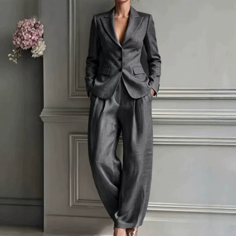 👔🩳Fato de duas peças para mulher, composto por blazer e calças casuais
