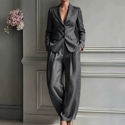 👔🩳Fato de duas peças para mulher, composto por blazer e calças casuais