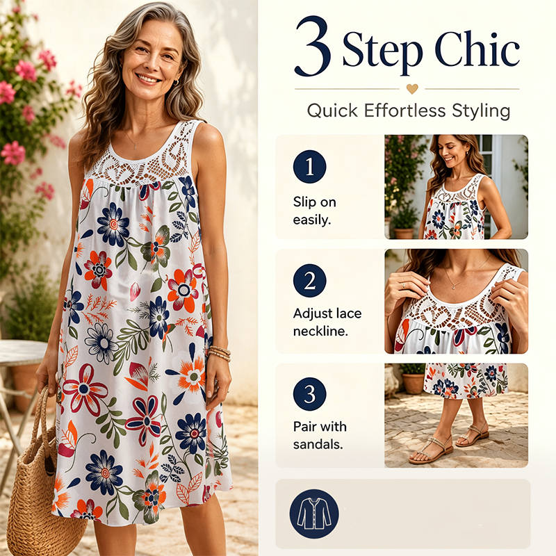 🏵️Vestido floral elegante sem mangas para mulher