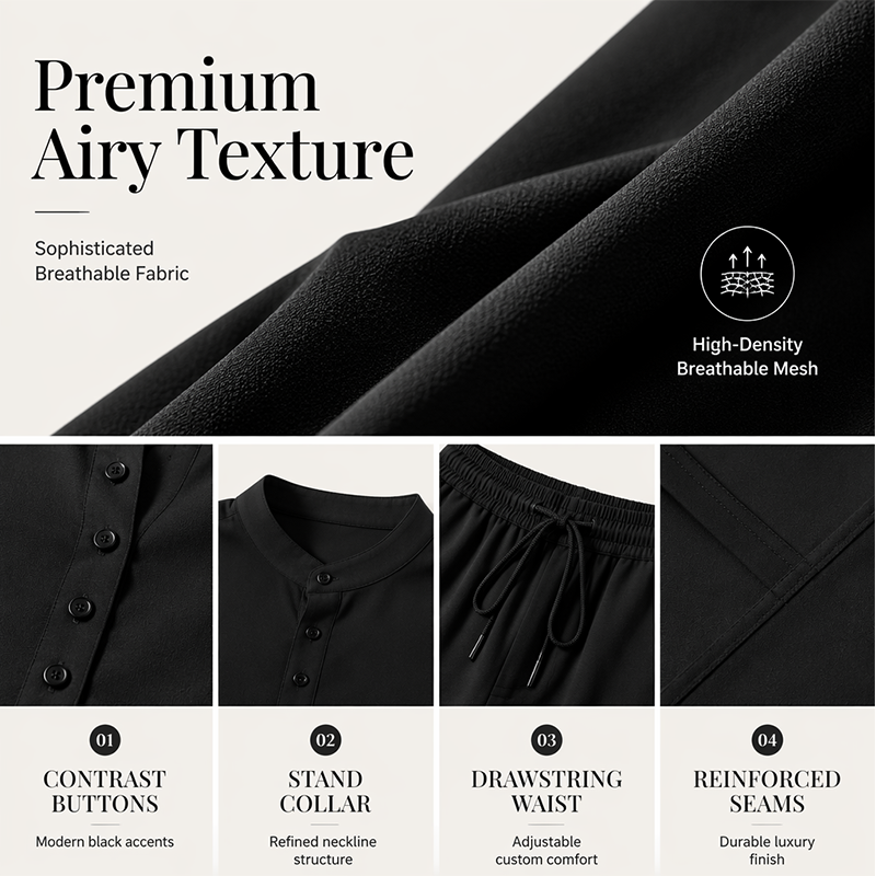 Conjunto minimalista de camisa e calças casuais para homem