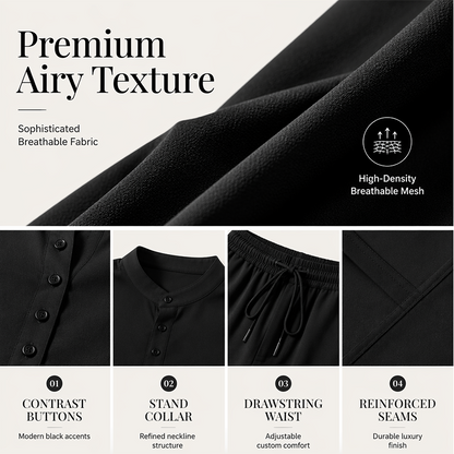 Conjunto minimalista de camisa e calças casuais para homem