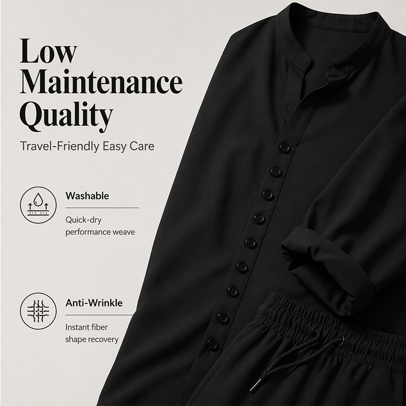 Conjunto minimalista de camisa e calças casuais para homem