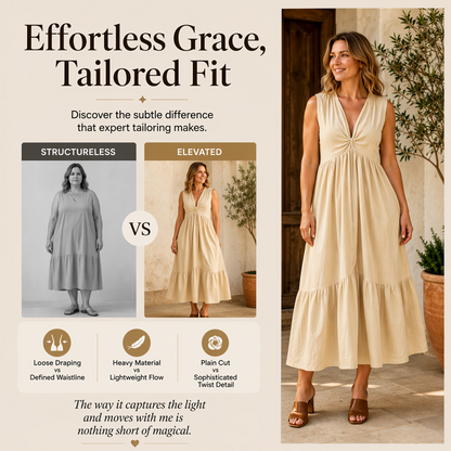 ✨🛍️Novidade - Vestido plissado com decote em V e bolsos laterais – Leve e arejado, ideal para passeios na praia ou um brunch 🍃