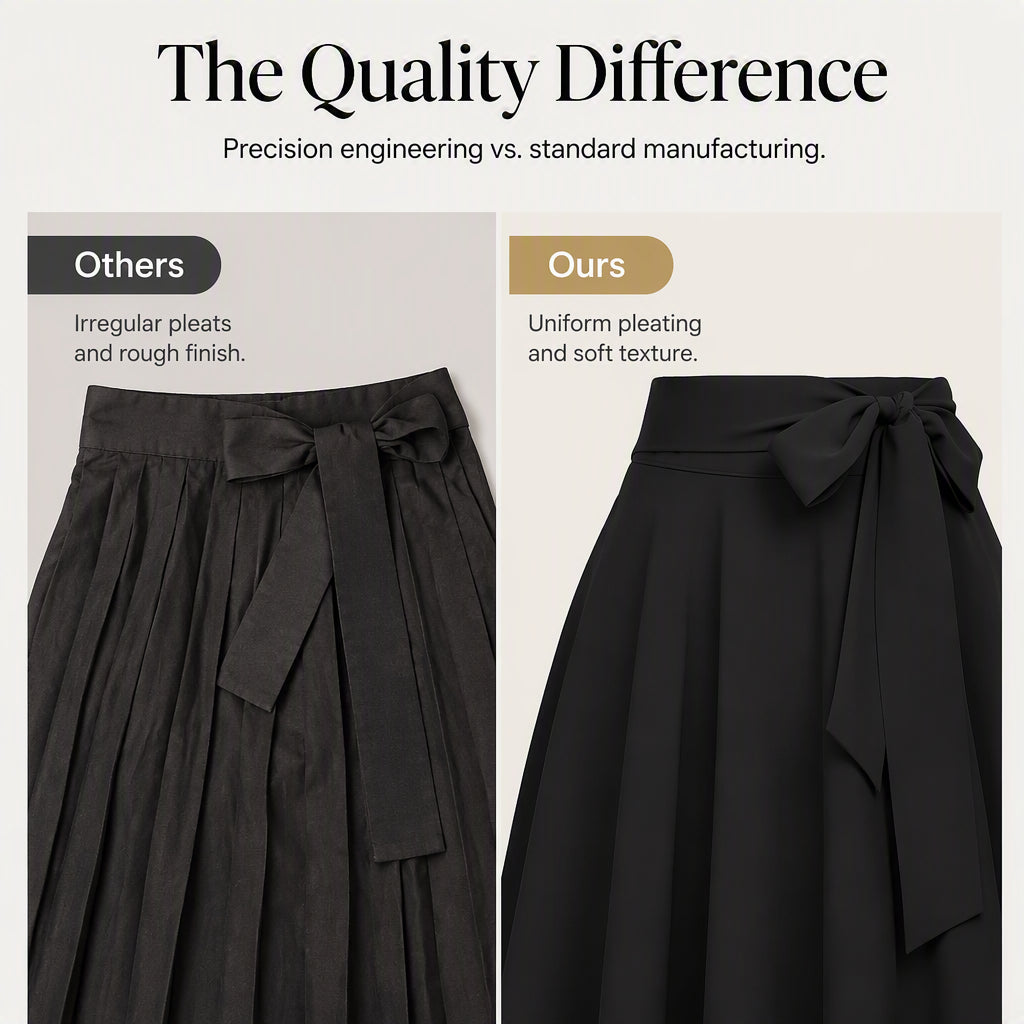 ✨👗Saia plissada de cintura alta para mulher com laço