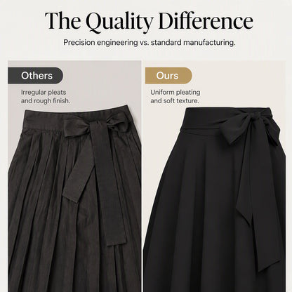 ✨👗Saia plissada de cintura alta para mulher com laço
