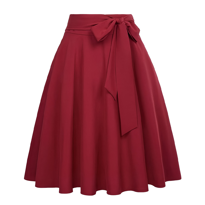 ✨👗Saia plissada de cintura alta para mulher com laço