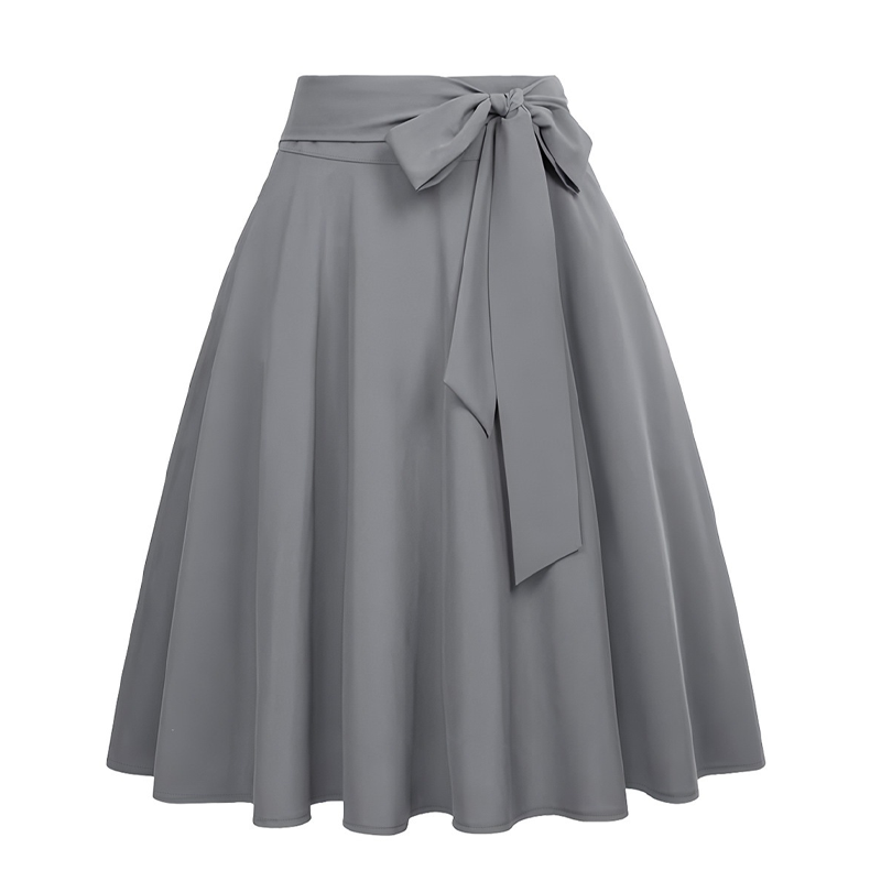 ✨👗Saia plissada de cintura alta para mulher com laço
