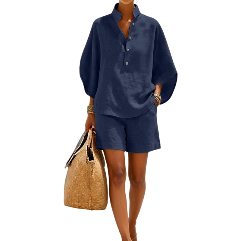 ✨👚Conjunto minimalista de top e calções casuais para mulher