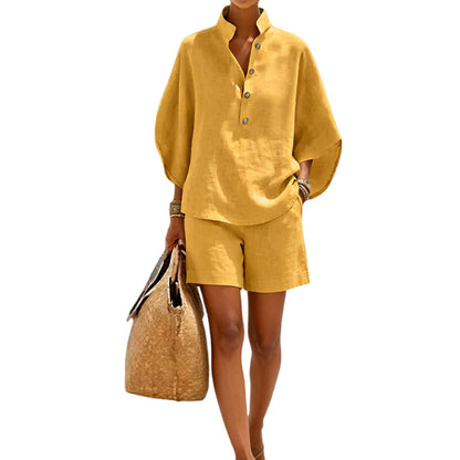 ✨👚Conjunto minimalista de top e calções casuais para mulher