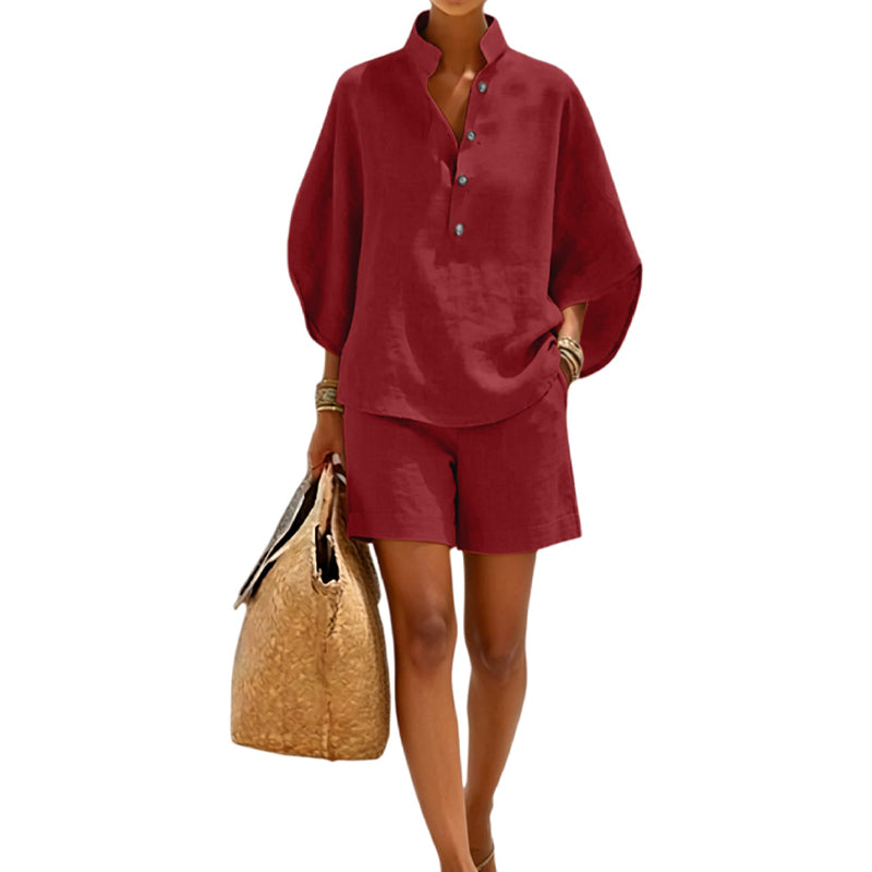 ✨👚Conjunto minimalista de top e calções casuais para mulher
