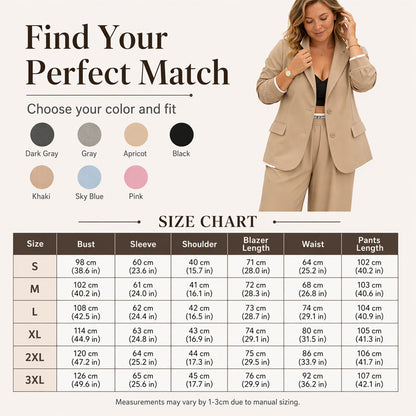 ✨🛍️Novidade - Fato com blazer e calças largas – Linhas simples e conforto arejado para um look confiante durante todo o dia