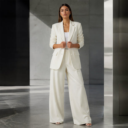 ✨🛍️Novidade - Fato com blazer e calças largas – Linhas simples e conforto arejado para um look confiante durante todo o dia