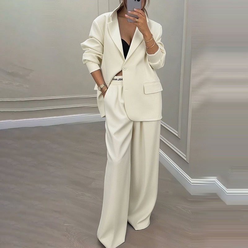 ✨🛍️Novidade - Fato com blazer e calças largas – Linhas simples e conforto arejado para um look confiante durante todo o dia