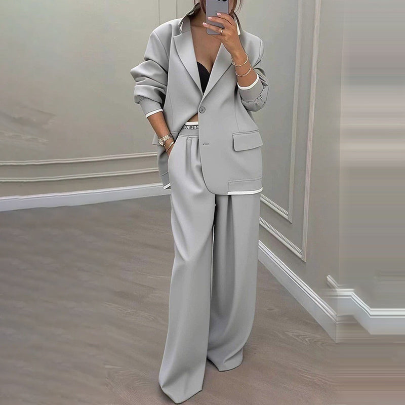 ✨🛍️Novidade - Fato com blazer e calças largas – Linhas simples e conforto arejado para um look confiante durante todo o dia