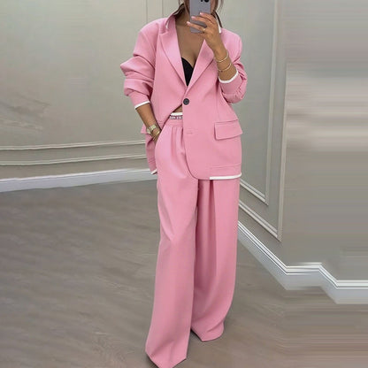 ✨🛍️Novidade - Fato com blazer e calças largas – Linhas simples e conforto arejado para um look confiante durante todo o dia