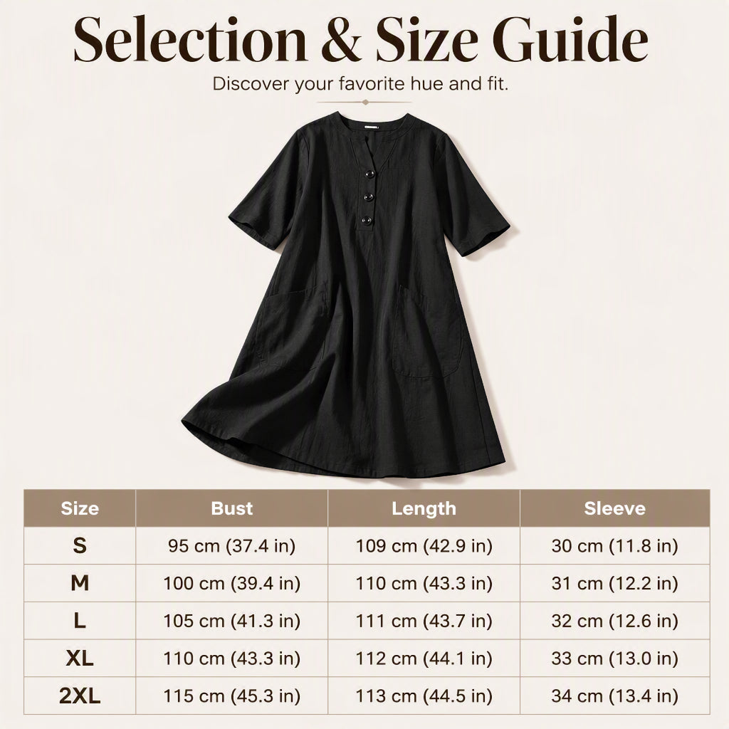 ✨👗Vestido midi feminino de corte em A, de tamanho grande, com bolsos
