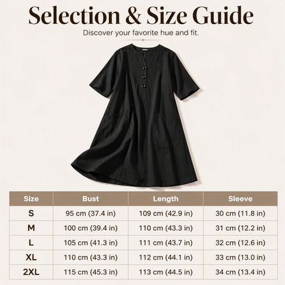 ✨👗Vestido midi feminino de corte em A, de tamanho grande, com bolsos