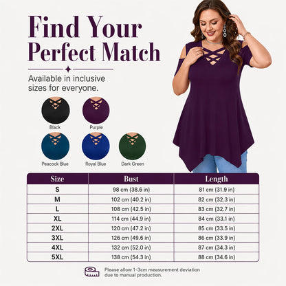 ✨👗Top feminino com ombros à mostra e alças cruzadas