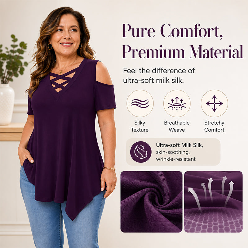 ✨👗Top feminino com ombros à mostra e alças cruzadas