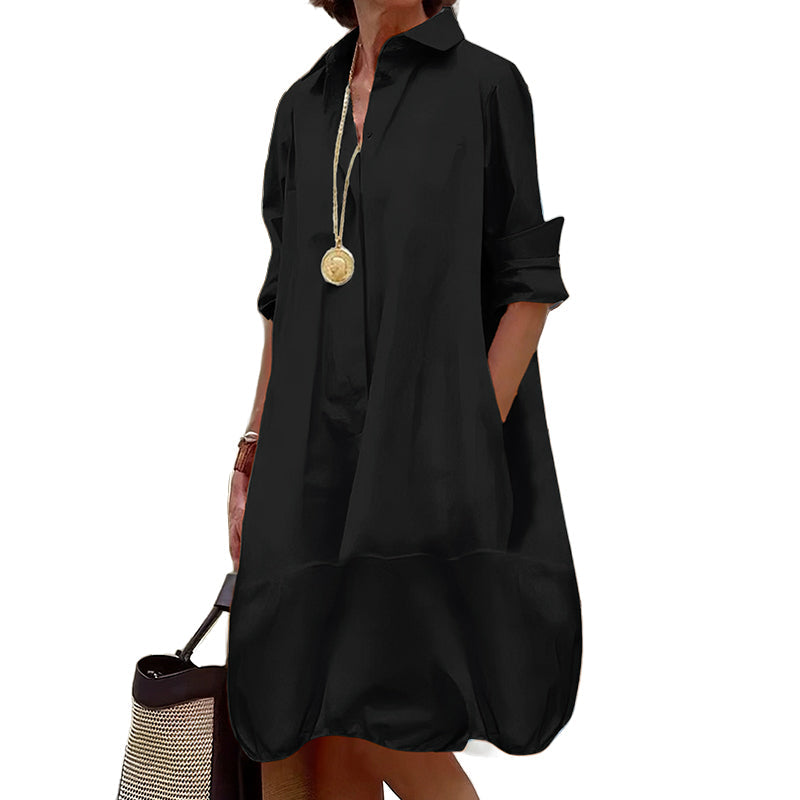 ✨👗Vestido-camisa casual de botões para mulher