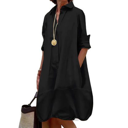 ✨👗Vestido-camisa casual de botões para mulher