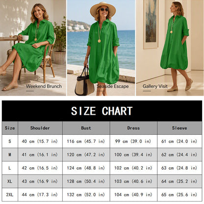 ✨👗Vestido-camisa casual de botões para mulher