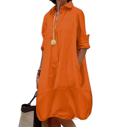✨👗Vestido-camisa casual de botões para mulher